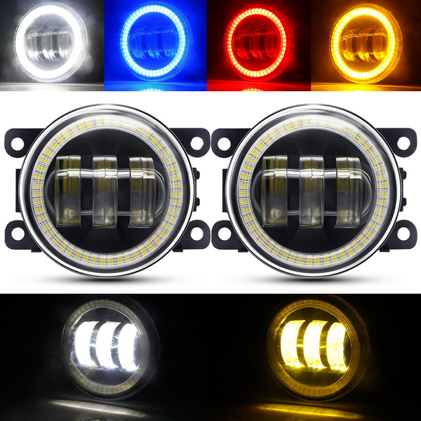2 X Car Fog Light Assembly Angel Eye DRL LED Lens Fog Daytime Running