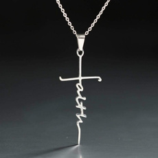 Steel, faith, Necklaces Pendants, crossnecklaceforwomen