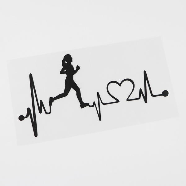 Run Girl Running Heartbeat Lifeline Vinyl Car Sticker | Wish