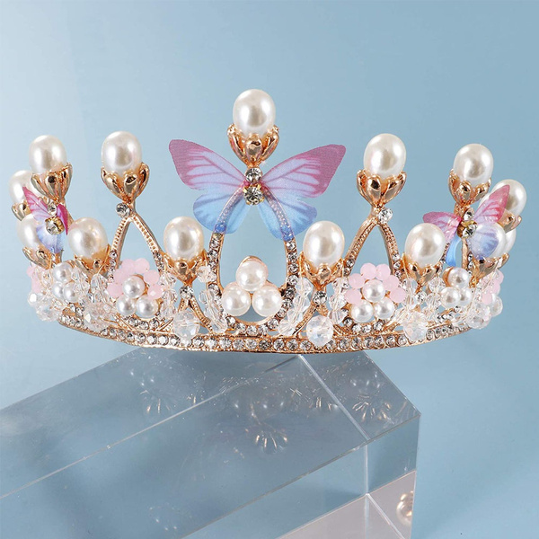 Crystal Wedding Rhinestone Tiara Handmade Butterfly Princess Crown ...