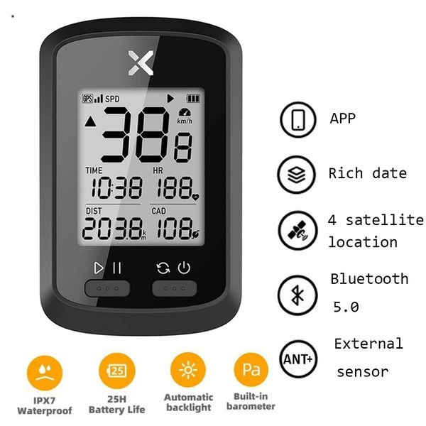 XOSS G+ GPS Bike Computer, Bluetooth ANT+ Cycling Computer, Wireless ...