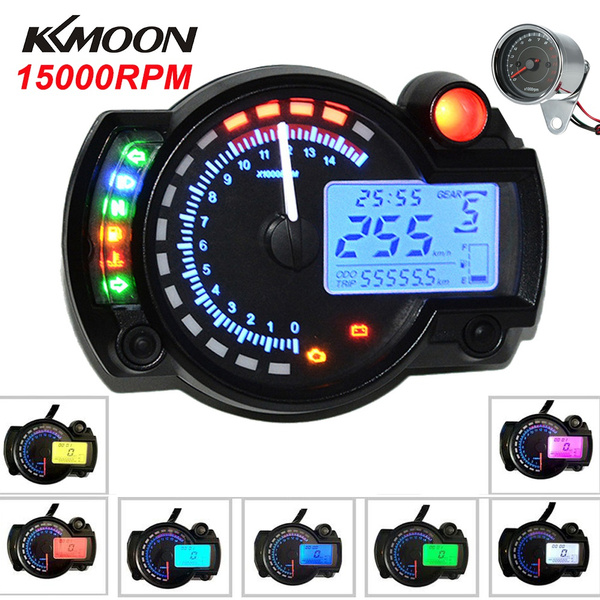 7 Colors Backlight Motorcycle LCD Digital Speedometer Odometer Tachometer Gauge