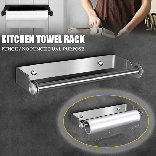 1pc Wall Mounted Kitchen Paper Towel Holder, Stainless Steel