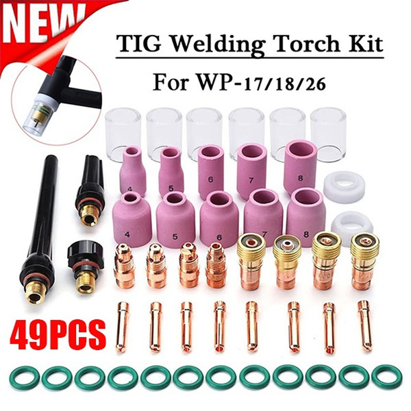 49 pcs TIG Welding Stubby Gas Len Pyrex Glass Cup Kit  for Tig WP-17/18/26 Torch