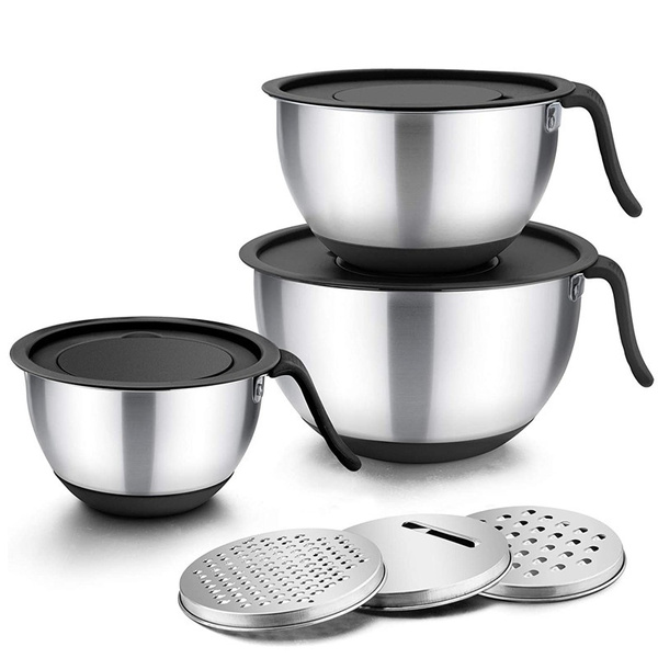 Stainless Steel Mixing Bowls with Lids, - 3 Piece (1.5 Qt, 3 Qt, 5
