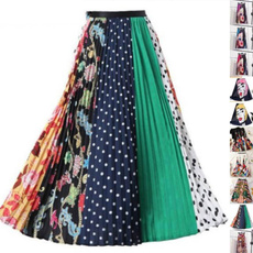 long skirt, Plus Size, printed, high waist