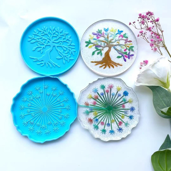 Dandelion Tree of Life Mirror Coaster Molds for Resin Casting