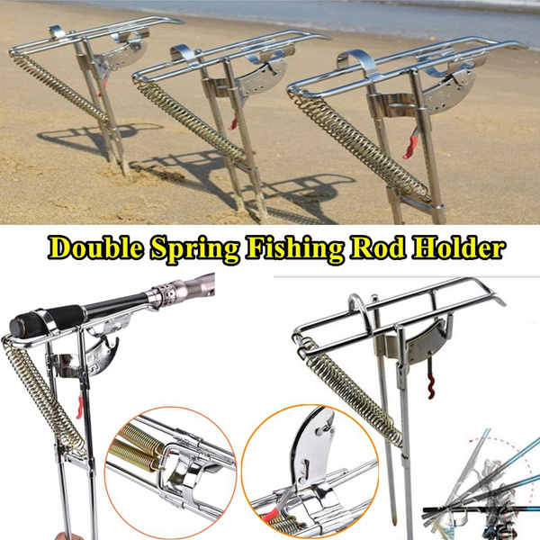 Dual Spring Fishing Pole Metal Holder Stand Practical Portable Fishing Rod  Bracket