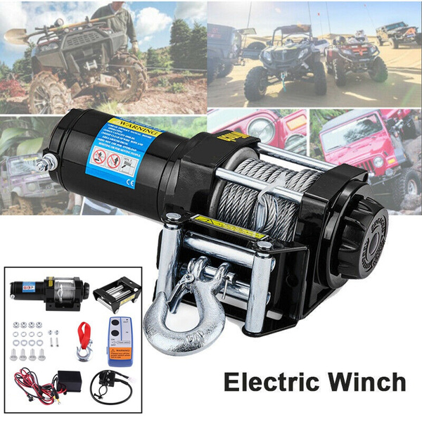 TKSE Cable Winch Radio 12v, Cable Winch 12v, 4000lbs Electric Recovery Winch Kit ATV Trailer Truck Car DC 12V Remote Control