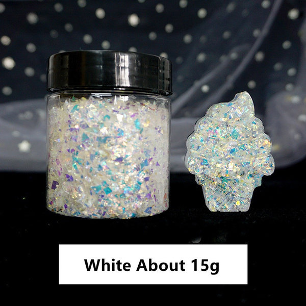 White Iridescent Glitter Irregular Flakes Resin Shaker Fillers