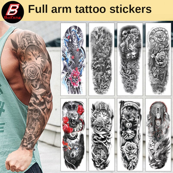 Buy 4 Sheets Large Temporary Tattoos Sleeve Full Arm Tattoo Sticker and  4-Sheet Half Arm Fake Tattoos, Nights Nightmare Before Christmas Snake  Peacock Dragon Tattoos Sleeve Body Art Makeup Online at desertcartINDIA