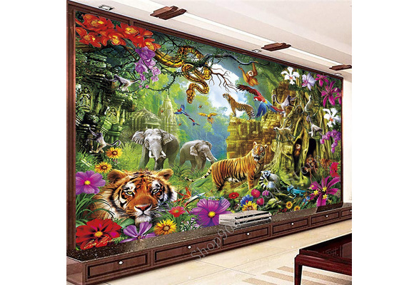 Big size diamond painting 5d animal world tiger elephant diamond  embroidered paint diy mosaic present decoration for home