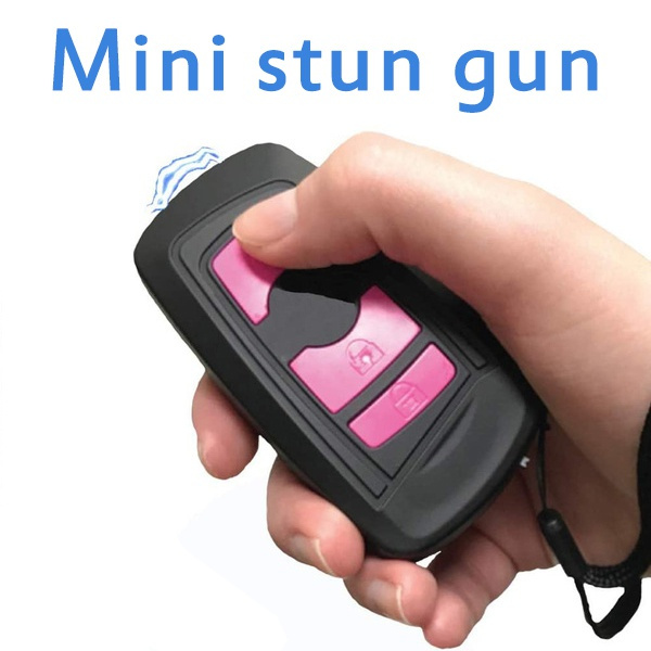 Mini Stun Gun Security Alarm Keychain Pepper Spray Kit Electric Pocket Taser Non Lethal Weapons For Self Defense Small Pocket Size Tazer Flashlight Siren Combo Police Oc Cs Uv Spray
