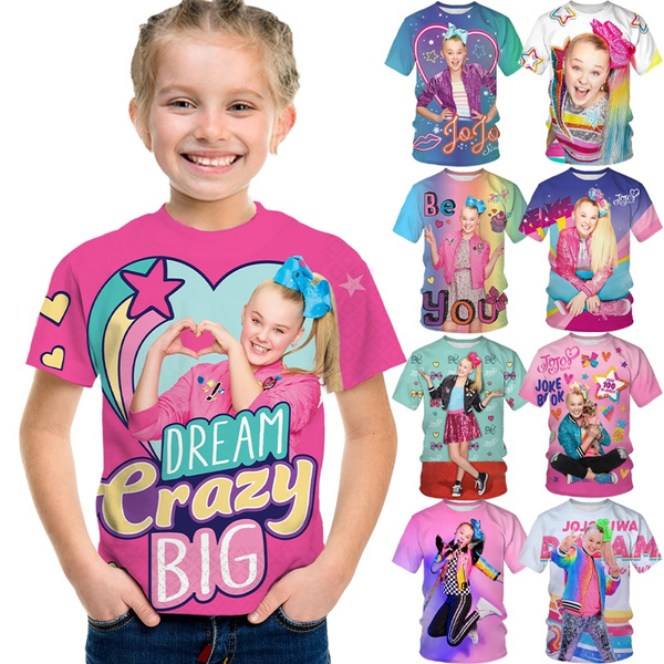 Summer Fashion Sale Kids Jojo Siwa 3D Printing Boys and Girls Short-sleeved T-shirt Personality Hip-hop Cute Girl Casual Round Neck T-shirt Cotton Pullover Top | Wish