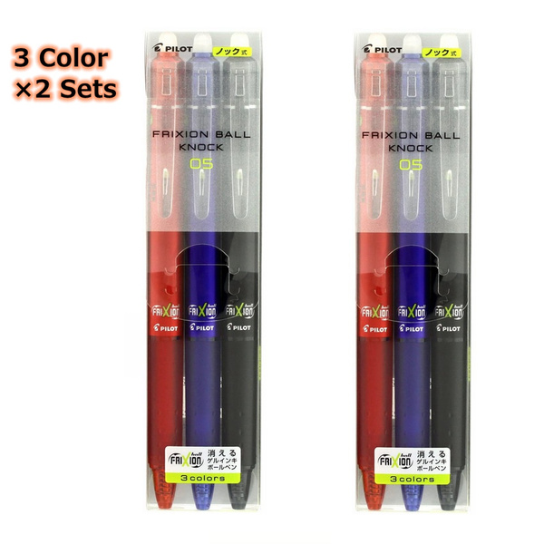 Pilot FriXion Ball Knock Retractable Erasable Gel Pen 0.5mm 3 Color Set