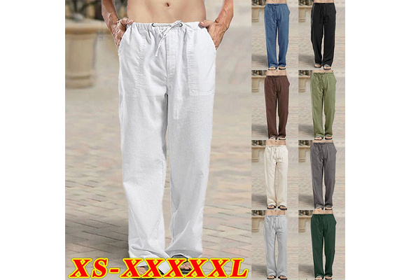 New Men's Fashion Pants Trousers Casual Pants Pocket Trousers Linen Trousers  Yoga Trousers Sports Pants Plus Size XS-5XL