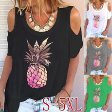 Summer, Plus Size, Women Blouse, printed shirts