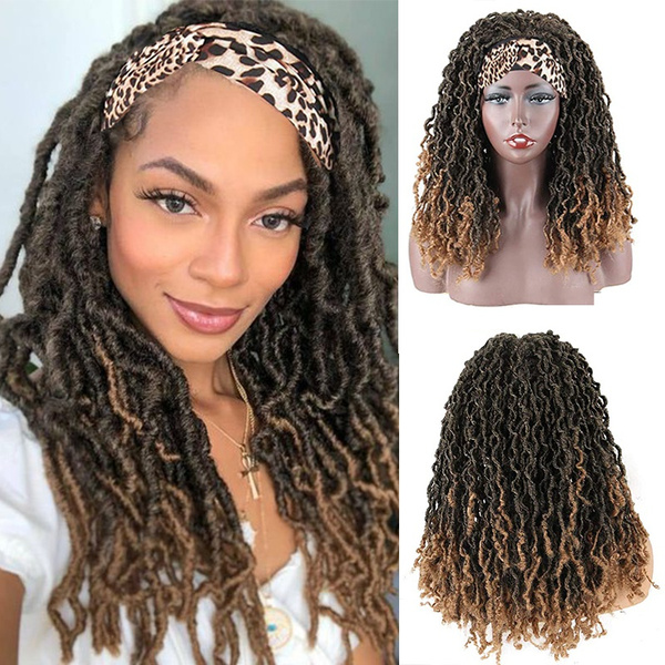 ATOZWIG 4 Color New Faux Locs Crochet Headband Wig Synthetic Curly