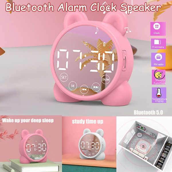 Kids Alarm Clock Bluetooth Speaker Bedside Alarm Clock,mirror