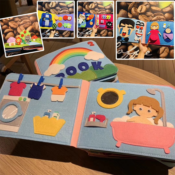 Nouveau Tableau Occupe Bebe Montessori Lavable 3d Enfants En Bas Age Histoire Tissu Livre Apprentissage Precoce Education Habitudes Connaissances Developpement Jouets Wish