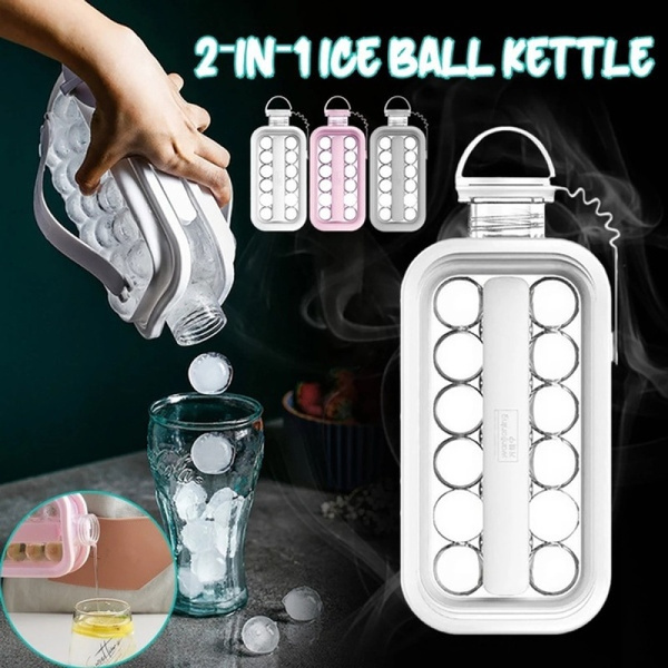 2 in 1 Ice Ball Maker Portable Ice Kettle Ice Cube Tray for Bar Whiskey  Cocktail Party DIY Round Ice Ball Kitchen Accssories