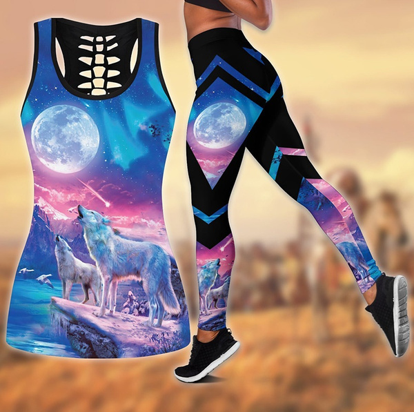 Hollow Tank Yoga Leggings Suits Sport 