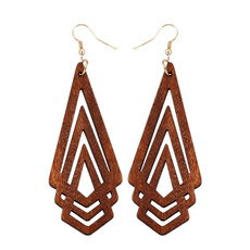 exaggeratedearring, Fashion, Triangles, woodenearring