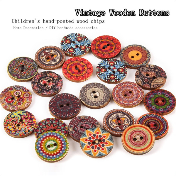 Vintage Craft Wooden Buttons  Sewing Supplies Wood Button