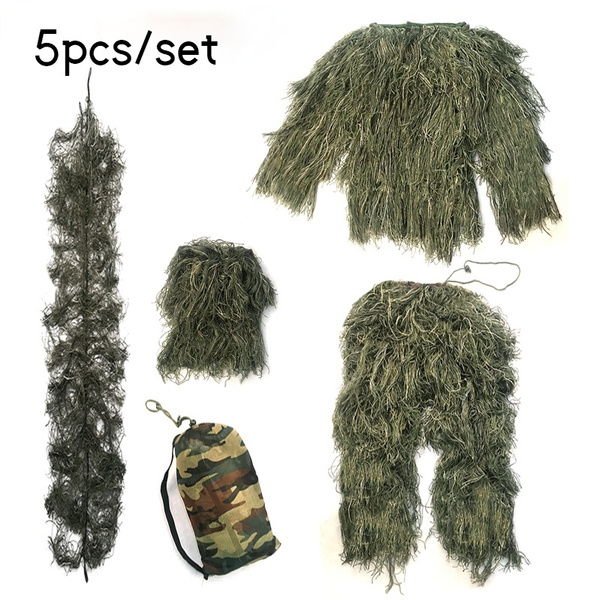 5-in-1 Children Kids Hunting Clothes 3D Maple Leaf Bionic Ghillie Suits ...