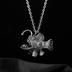 titanium steel, punk necklace, Chain, fish