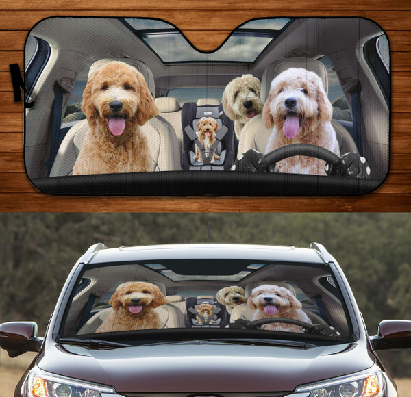 Four Goldendoodles Family Car Windshield Auto Sun Shade Wish