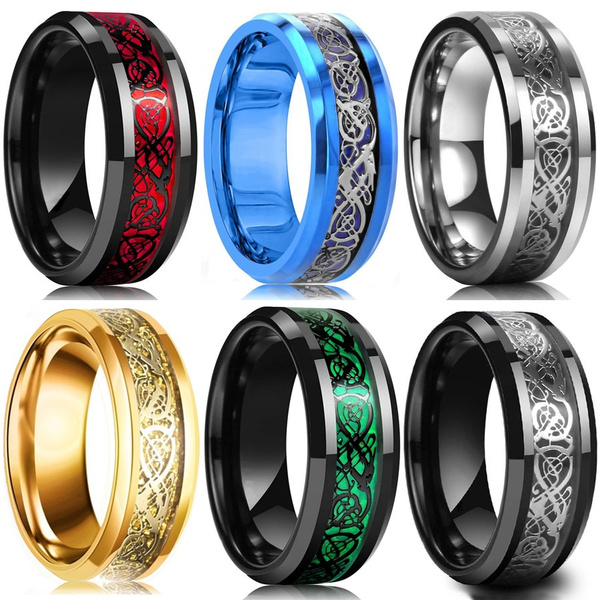 Titanium Stainless mens titanium ring Jewelry Wedding Celtic Dragon Band 