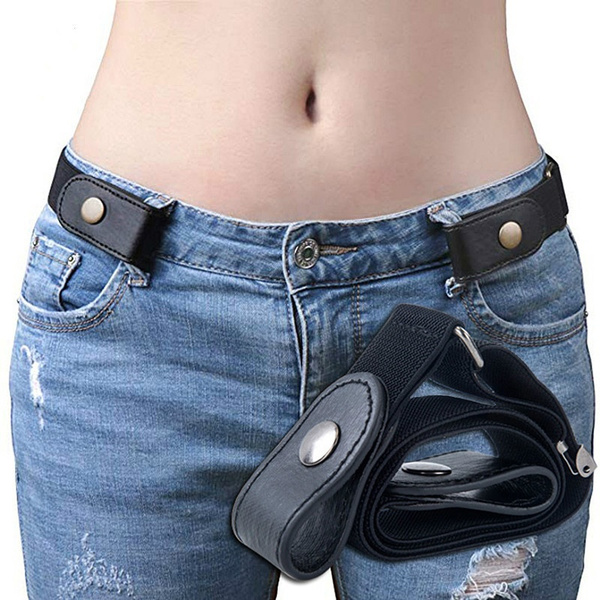 Men Women Buckle-Free Belt Elastic Stretch Waist Belts Jean Pants Dress Casual 