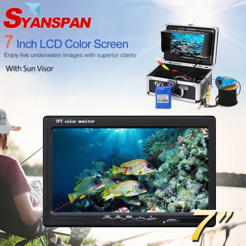 50M/165ft 1000TVL Fish Finder Underwater Fishing Camera 7" LCD+Simple Sunvisor 