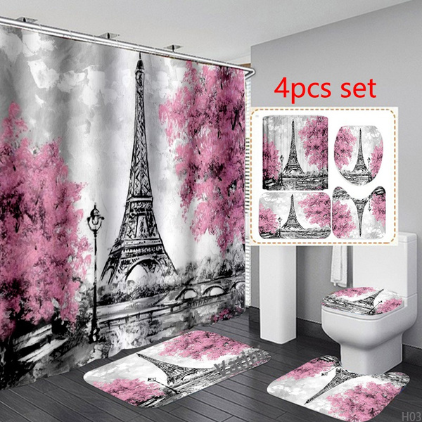Bathroom set. Custom printed 3D Shower Curtains 4 Pieces Bath set