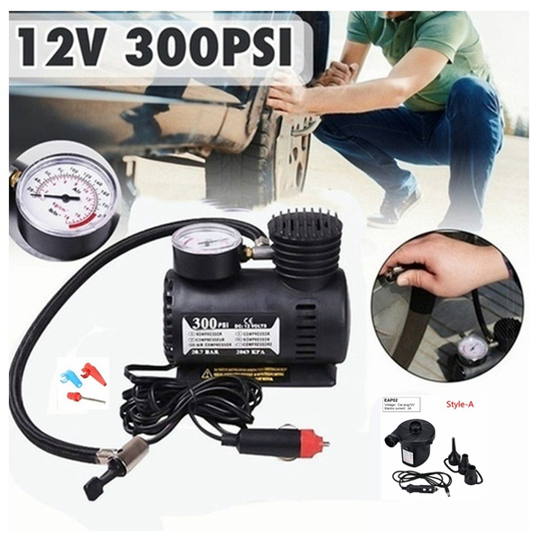 New 300PSI 12V portable mini air compressor car electric tire inflation