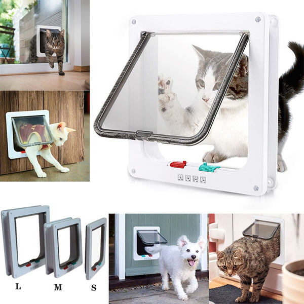 Depets Large Cat Door 4 Way Locking Cat Flap Door for Interior