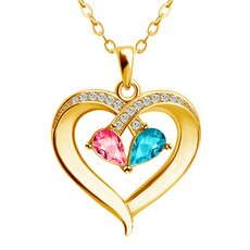 925 sterling silver necklace, Heart, DIAMOND, Princess