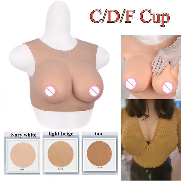 C/D/F Cup Big Boobs Realistic Fake Boobs Silicone Breast Form Silk