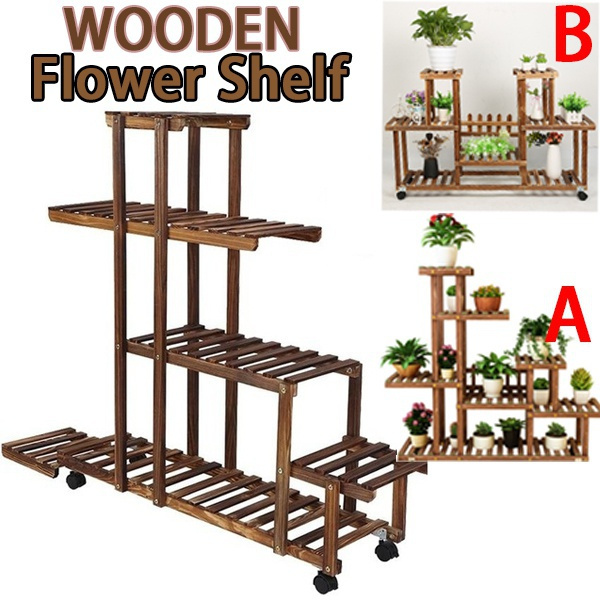 2 Style Multitiers Wooden Plant Stand Balcony Garden Flower Plant Stand Display Shelf FR Wish