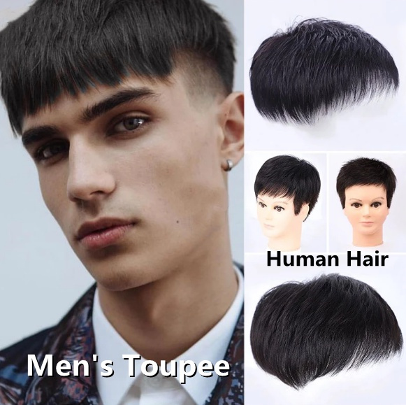 Men's Toupee Machine made wig Natural Straight hair Hair Pieces Men Wig  Hairpiece Replacement Systems Glueless Top Topper | Wish