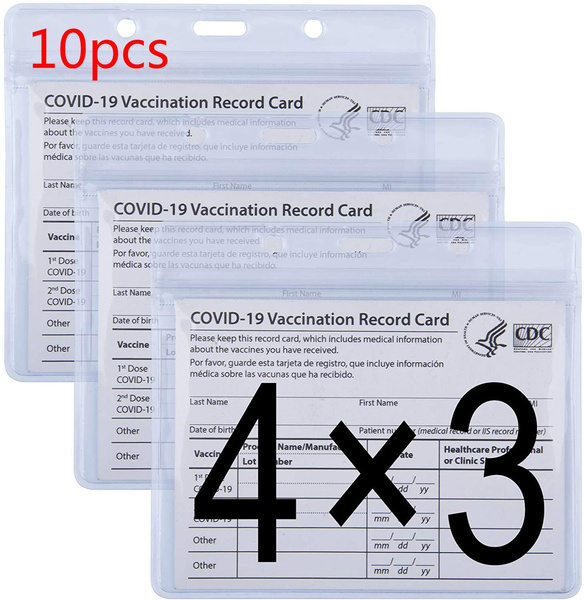 5Pcs CDC Vaccination Card Protector 4 X 3 in Plastic Sleeve ID Card Name Tag Badge Cards Holder for Immunization Record Vaccine Waterproof ID Card Badge Holder with Type Resealable Zip 