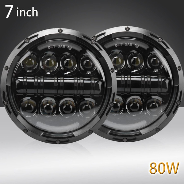 2pcs 7inch LED Headlight DRL For Nissan Patrol Y60 Hummer H1 Lada 4X4 ...