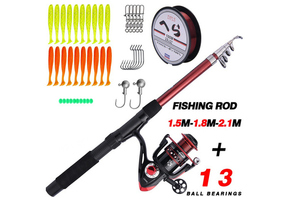 Fishing Rod and Reel Set Spinning Combo Left/Right Freshwater Saltwater  Fishing Tackle Set Portable Travel Rod and Reel Lure Line Fishing Gear