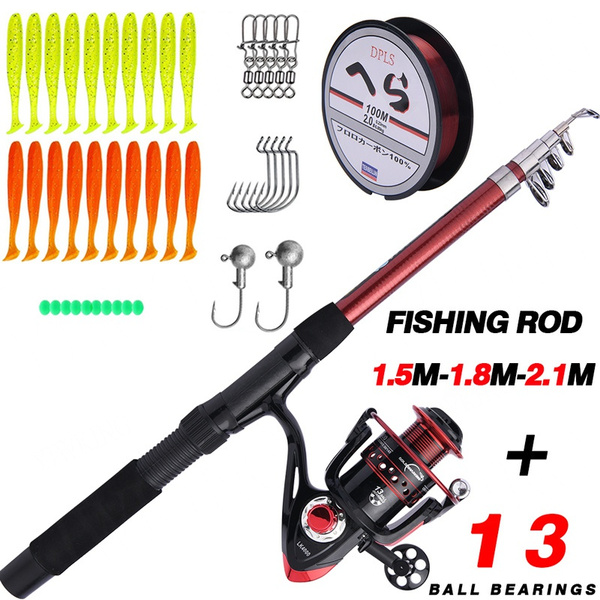 Fishing Rod and Reel Set Spinning Combo Left/Right Freshwater Saltwater  Fishing Tackle Set Portable Travel Rod and Reel Lure Line Fishing Gear