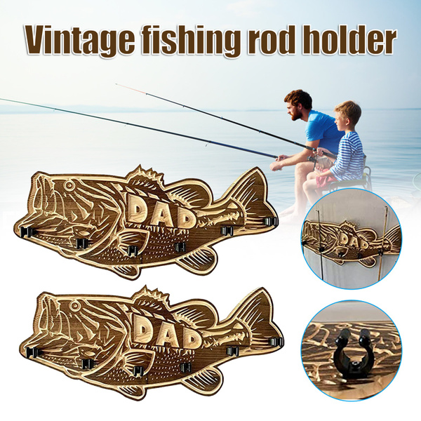 Wood Large Mouth Bass Fishing Rod Holder Wooden Fishing Rod Rack DIY Fishing  Gear and Fishing Gifts for Dad 1/2pcs