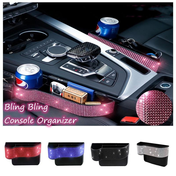 Bling Bling Car Console Organizer with Cup Holder and Charging Port