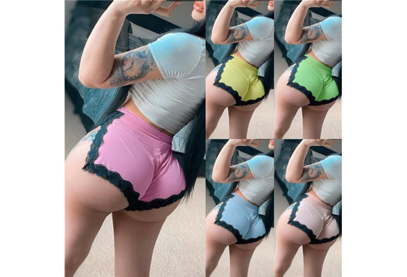 Fashion Ladies Solid Color Shorts Daddy's Lil Fuck Toy Funny Letter Printed Shorts  Women Casual Elastic Waist Slim Fit Short Pants Yoga Shorts Sexy Shorts  Underwear