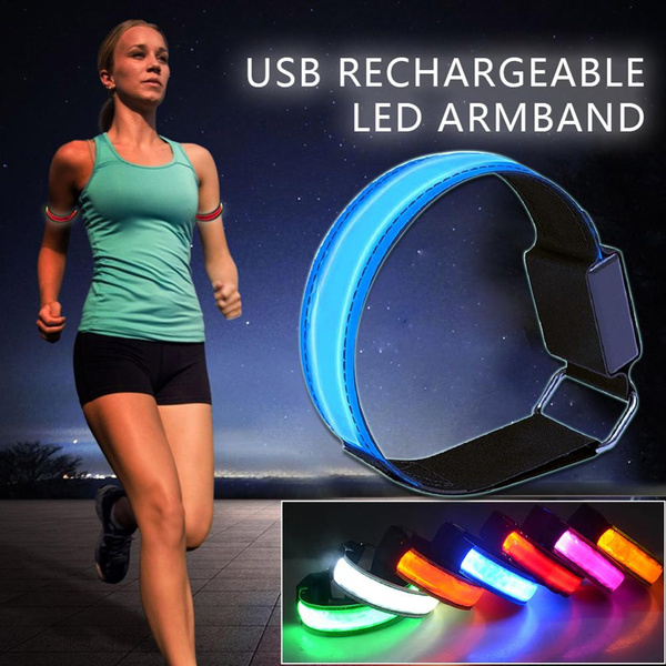 USB Rechargeable Running LED Armband Refective Bands Cycling Gear