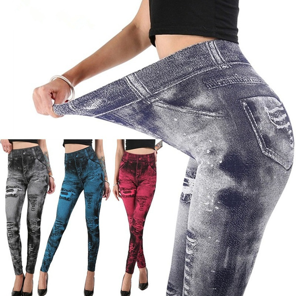 Women's Fashion Jeggings Super Stretchy Skinny Imitation Jeans Slim ...